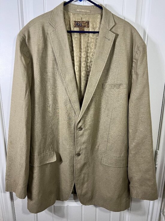 Pronto Uomo Other - Men's Linen Blend Blazer 3XLT Tan Khaki Slub Knit Sport Coat Big Tall Costal